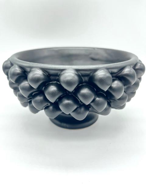 Ciotola pigna svuota tasche o porta caramelle decoro nero opaco in ceramica siciliana Produzione artigianale di Santo Stefano di Camastra Diametro 16cm