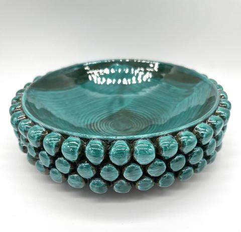 Ciotola pigna svuota tasche o porta caramelle verde ramina Produzione artigianale di Santo Stefano di Camastra Diametro 17cm