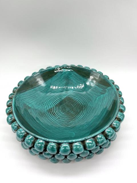 Ciotola pigna svuota tasche o porta caramelle verde ramina Produzione artigianale di Santo Stefano di Camastra Diametro 17cm
