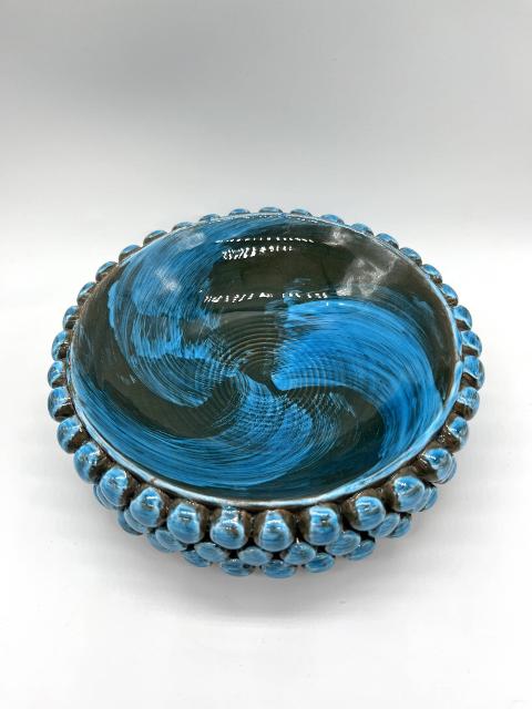 Ciotola pigna svuota tasche o porta caramelle blu marino Produzione artigianale di Santo Stefano di Camastra Diametro 17cm