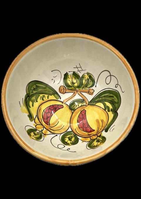 Ciotola in ceramica siciliana con melograni Produzione artigianale di Santo Stefano di Camastra diametro 14cm