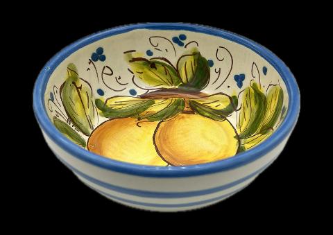 Ciotola in ceramica siciliana con limoni Produzione artigianale di Santo Stefano di Camastra diametro 14cm