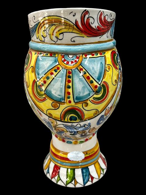 Testa di moro in ceramica siciliana decoro carretto modello Token Produzione artigianale  di Caltagirone h.31cm