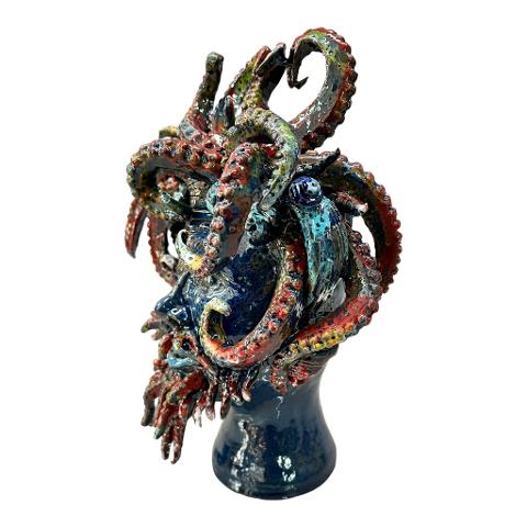 Testa di moro collezione I Miti modello Tritone Produzione artigianale di Santo Stefano di Camastra h.30 cm