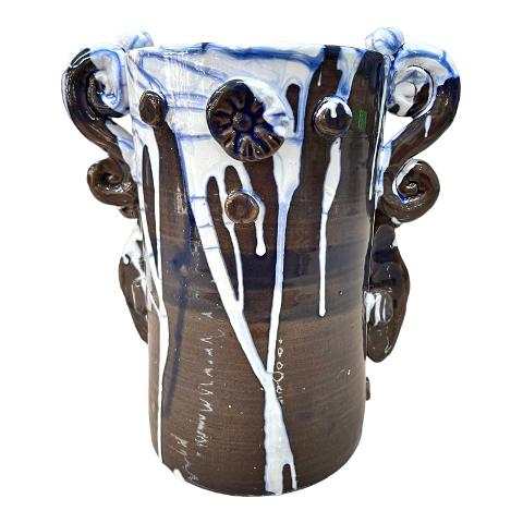 Testa di moro collezione I Miti modello Sicano con applicazioni decoro bianco e grigio marmo Produzione artigianale di Santo Stefano di Camastra h.30cm