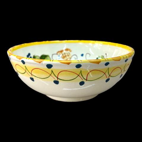 Ciotola centrotavola in ceramica siciliana con limoni decoro giallo e bianco Produzione artigianale di Santo Stefano di Camastra Diametro 20cm