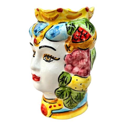 Teste di moro modello classico con frutta decorate Produzione artigianale di Catania h.13cm