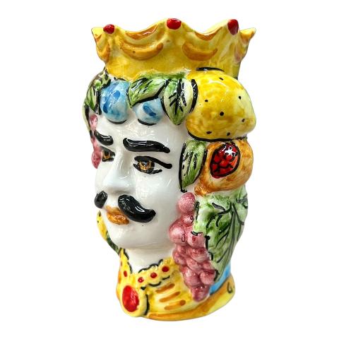 Teste di moro modello classico con frutta decorate Produzione artigianale di Catania h.13cm