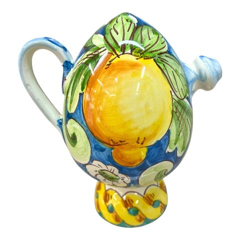 Bummulo malandrino in ceramica con limoni decoro azzurro Produzione artigianale di Santo Stefano di Camastra h.15cm