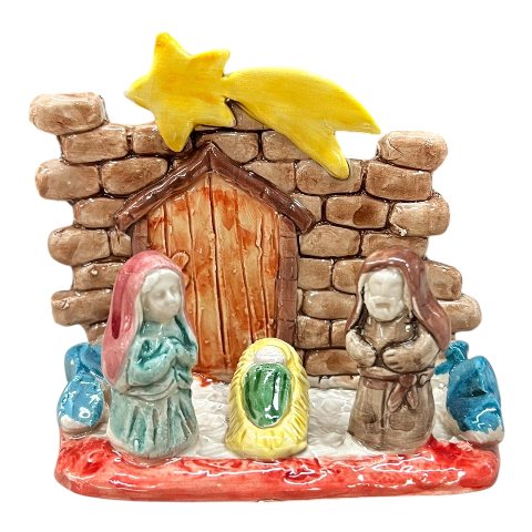 Presepe in ceramica siciliana capanna natività Produzione artigianale di Caltagirone h.15cm