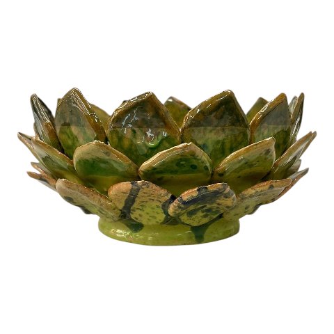 Centrotavola foglie di carciofo decoro verde kaleido Produzione artigianale di Santo Stefano di Camastra Diametro 20cm