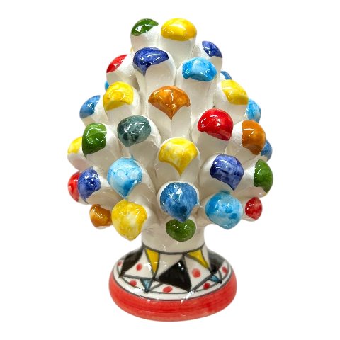 Pigna siciliana in ceramica multicolor con base decorata Produzione artigianale di Caltagirone h.12cm