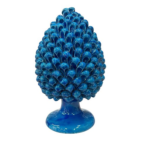 Pigna decoro blu antico in ceramica siciliana monocolore Produzione artigianale di Caltagirone h.35cm