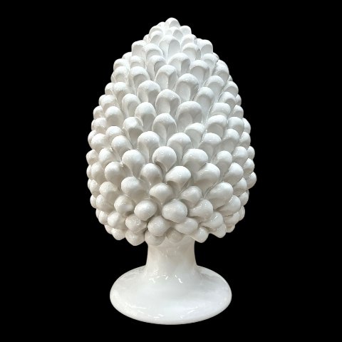 Pigna bianca monocolore in ceramica siciliana Produzione artigianale di Caltagirone h.35 cm