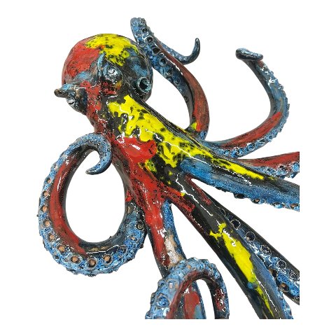 Polpo gigante in movimento in ceramica siciliana Produzione artigianale di Palermo 45 x 40