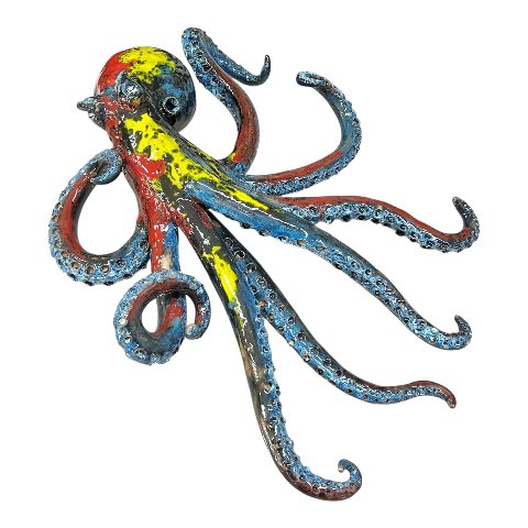 Polpo gigante in movimento in ceramica siciliana Produzione artigianale di Palermo 45 x 40