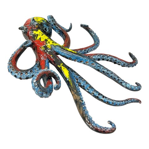 Polpo gigante in movimento in ceramica siciliana Produzione artigianale di Palermo 45 x 40