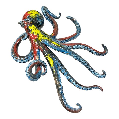 Polpo gigante in movimento in ceramica siciliana Produzione artigianale di Palermo 45 x 40
