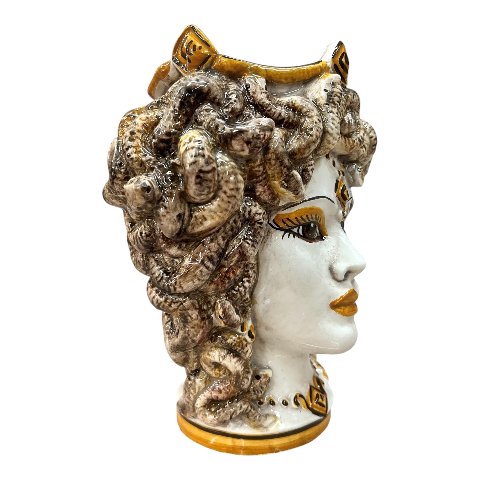 Testa di moro collezione I Miti modello Medusa decoro fumé Produzione artigianale di Caltagirone h.20cm