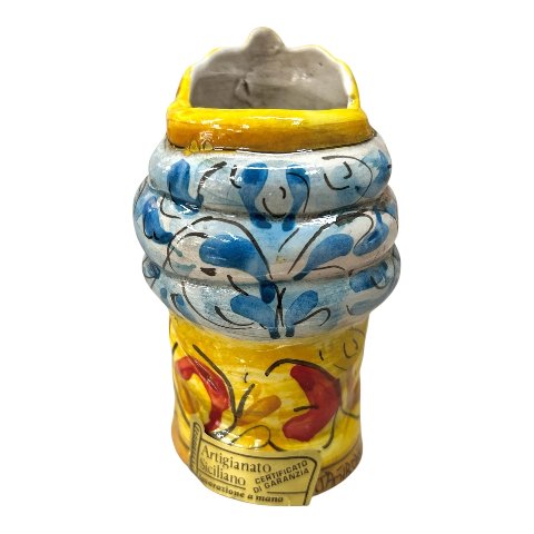 Testa di moro donna con corona in ceramica siciliana Produzione artigianale di Caltagirone h.11cm