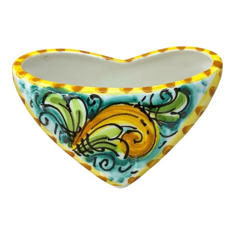 Porta biglietti da visita da tavolo decoro ornato fondo verde in ceramica siciliana Produzione artigianale di Caltagirone Lunghezza 12cm