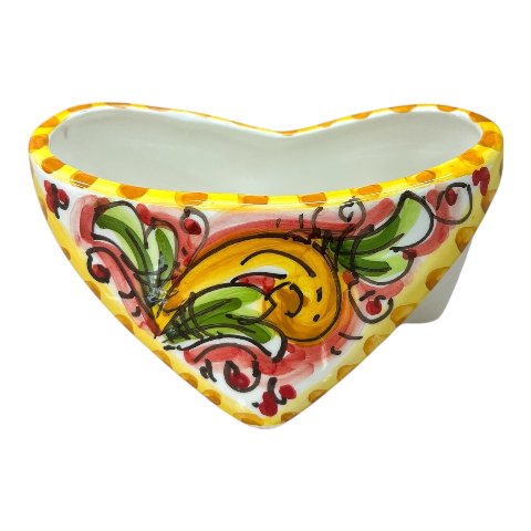 Porta biglietti da visita da tavolo in ceramica siciliana decoro ornato barocco fondo rosso Produzione artigianale di Caltagirone Lunghezza 12cm