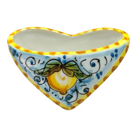 Porta biglietti da visita da tavolo in ceramica siciliana decoro carretto con fichi d’india e limoni Produzione artigianale di Caltagirone Lunghezza 12cm