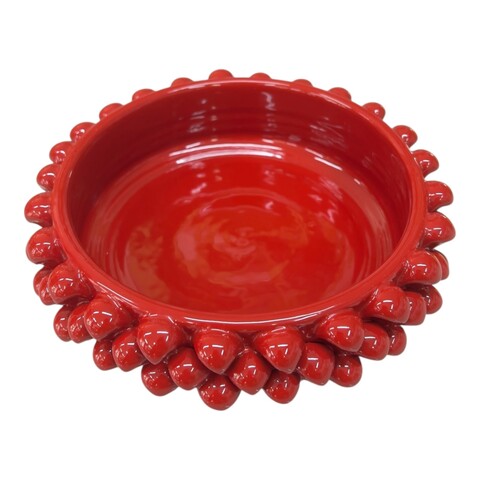 Svuota tasche a pigna in ceramica siciliana decoro rosso fuoco Produzione artigianale di Santo Stefano di Camastra Diametro 17cm