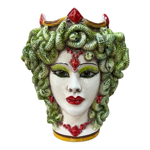 Testa di Moro collezione I Miti modello Medusa Produzione artigianale di Caltagirone h.20cm
