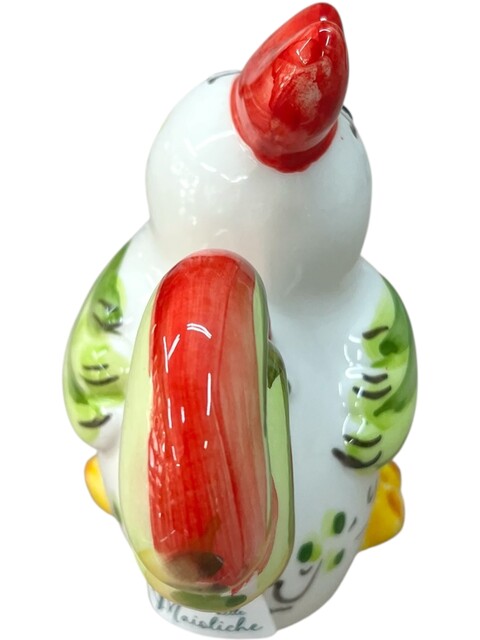 Galletto ornamentale in ceramica siciliana decoro floreale Produzione artigianale di Santo Stefano di Camastra h.13cm