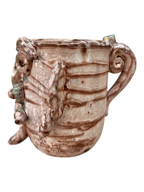 Boccale modello Sikano in ceramica siciliana decoro rosa antico effetto marmo Produzione artigianale di Santo Stefano di Camastra h.13cm