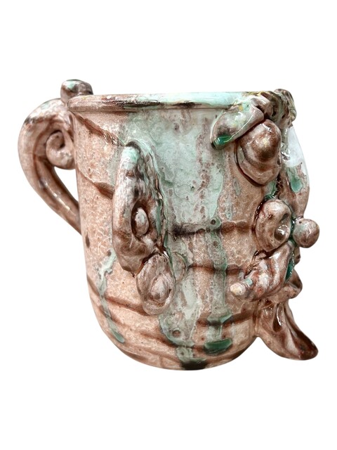 Boccale modello Sikano in ceramica siciliana decoro rosa antico effetto marmo Produzione artigianale di Santo Stefano di Camastra h.13cm