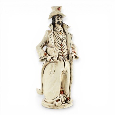 Lumiera uomo grande ornamentale dettagli oro e lustri madreperla in ceramica siciliana Produzione artigianale di Caltagirone h.40cm