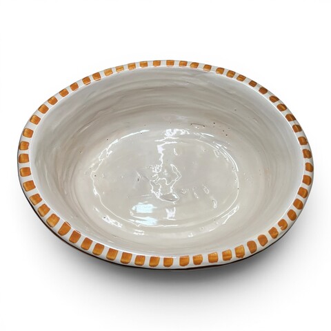 Fioriera cachepot ovale decoro limoni verde in ceramica siciliana Produzione artigianale di Santo Stefano di Camastra Lunghezza 32cm