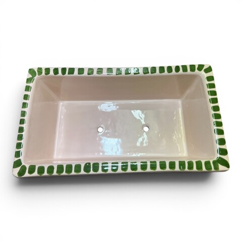 Fioriera cachepot rettangolare decoro limoni in ceramica siciliana Produzione artigianale di Santo Stefano di Camastra Lunghezza 43cm