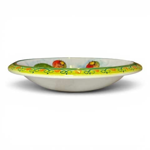 Ciotola centrotavola decoro fichi d’india in ceramica siciliana Produzione artigianale di Santo Stefano di Camastra Diametro 30cm