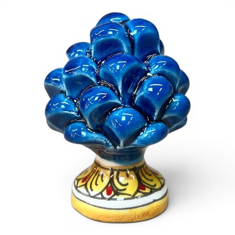 Pigna piccola con base decorata in ceramica siciliana Produzione artigianale di Caltagirone h.8/9cm