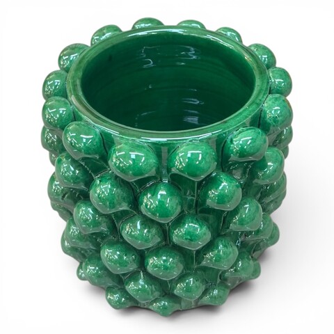 Vaso porta penne da scrivania a forma di pigna in ceramica siciliana vari colori Produzione artigianale di Caltagirone h.11cm