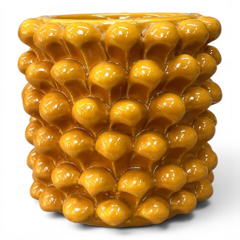 Vaso porta penne da scrivania a forma di pigna in ceramica siciliana vari colori Produzione artigianale di Caltagirone h.11cm