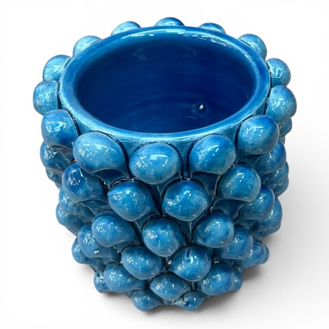 Vaso porta penne da scrivania a forma di pigna in ceramica siciliana vari colori Produzione artigianale di Caltagirone h.11cm