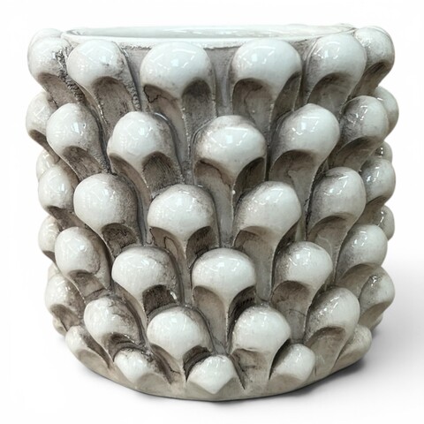 Vaso porta penne da scrivania a forma di pigna in ceramica siciliana vari colori Produzione artigianale di Caltagirone h.11cm