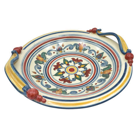 Centrotavola con manici decoro Sicily in ceramica siciliana Produzione artigianale di Caltagirone due misure