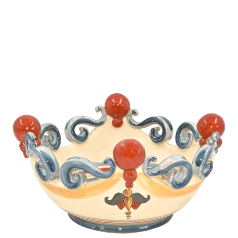 Centrotavola vuota tasche con palline decoro Sicily in ceramica siciliana Produzione artigianale di Caltagirone due misure