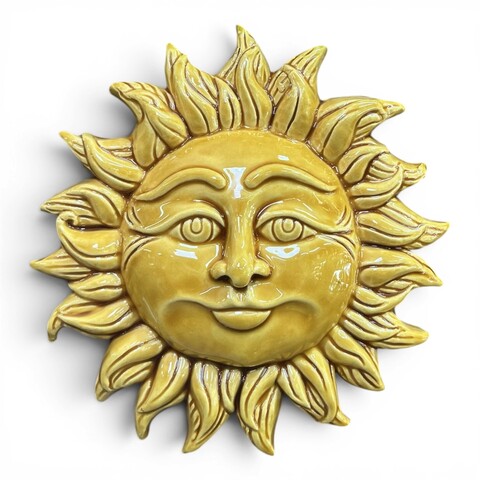 Sole da parete piccolo monocolore in ceramica siciliana vari colori Produzione artigianale di Caltagirone Diametro 18cm