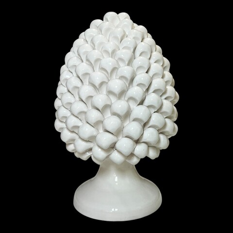 Pigna ornamentale siciliana design moderno monocolore vari decori in ceramica Produzione artigianale di Caltagirone h.25cm