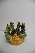 Presepe fico d'india in ceramica  Produzione artigianale di Caltagirone  h.15