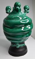 Coppia teste di moro Design moderno decoro verde ramina Produzione artigianale di Caltagirone h.25 cm