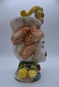 Coppia teste di moro con frutta Produzione artigianale di Caltagirone h.15 cm