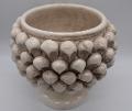 Mezza pigna h.15 cm bianco antico vaso porta pianta Produzione artigianale di Caltagirone con alzata