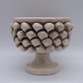 Mezza pigna h.10 cm bianco antico vaso porta pianta Produzione artigianale di Caltagirone con alzata